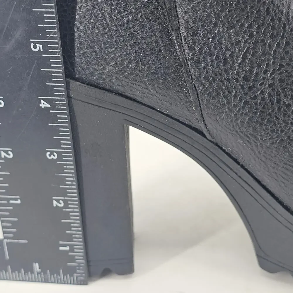 Torrid Black Vegan Leather Tall Knee Chunky Heeled Boot Stretchy Calf Womens 8 W